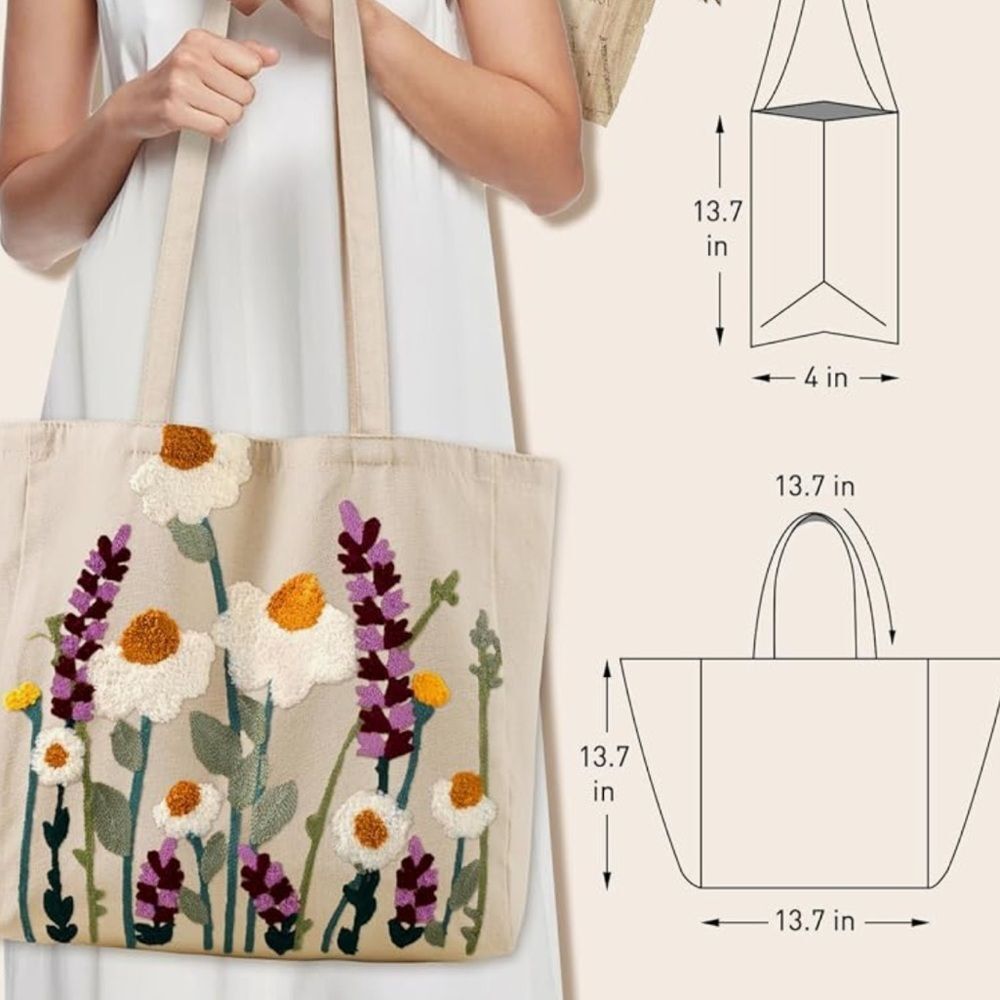 NEW Aesthetic Embroidery Tote Bag for Women - Picture 3 of 4